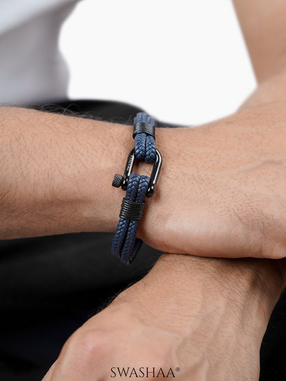 Tarzan Navy Layered Blue Men's Leather Bracelet