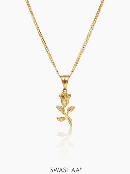 Tavien Rose 18K Gold Plated Men's Chain Pendant