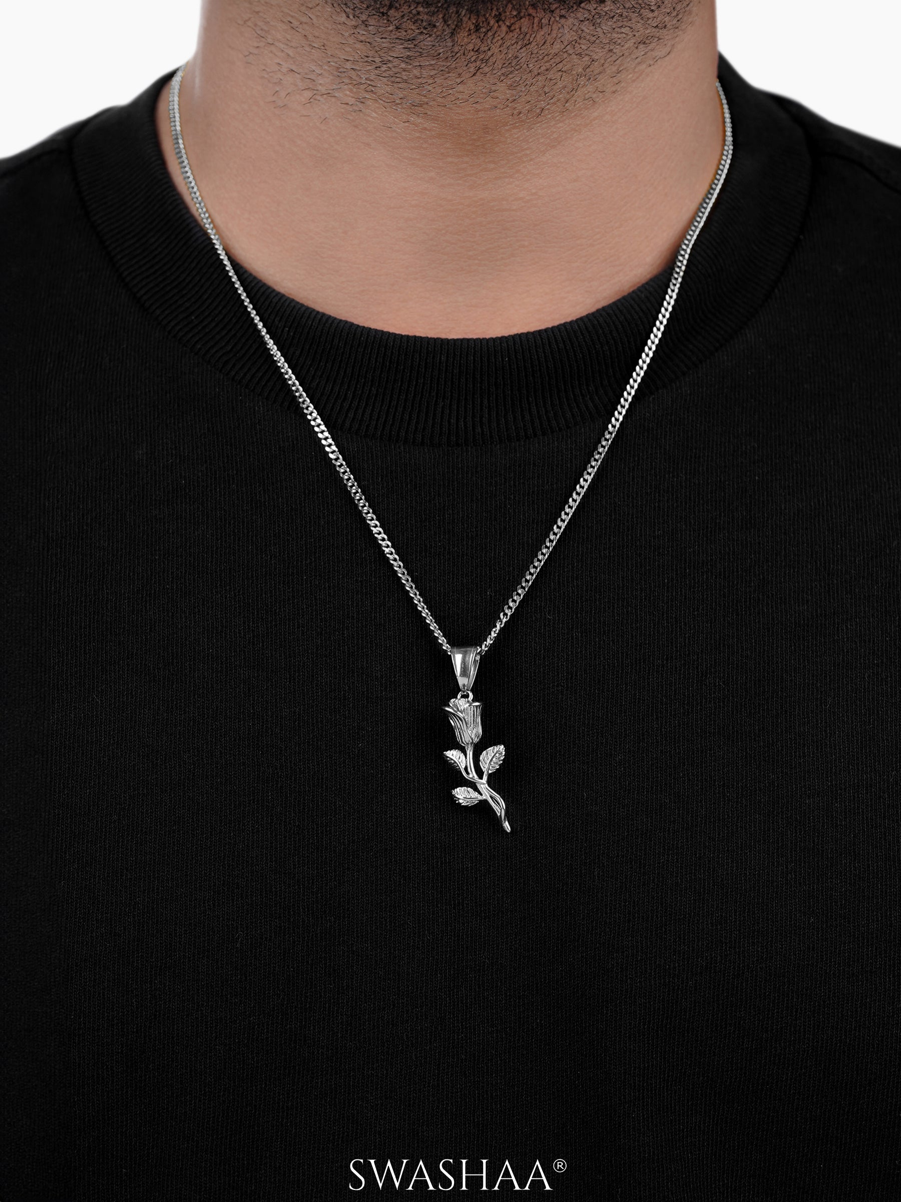 Tavien Rose Silver Men's Chain Pendant