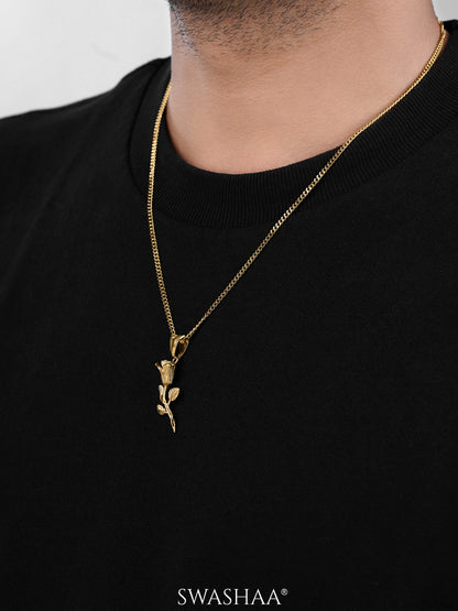 Tavien Rose 18K Gold Plated Men's Chain Pendant