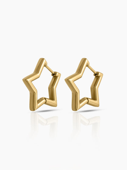Tavina Star Charm 18K Gold Plated Women's Hoop Earrings