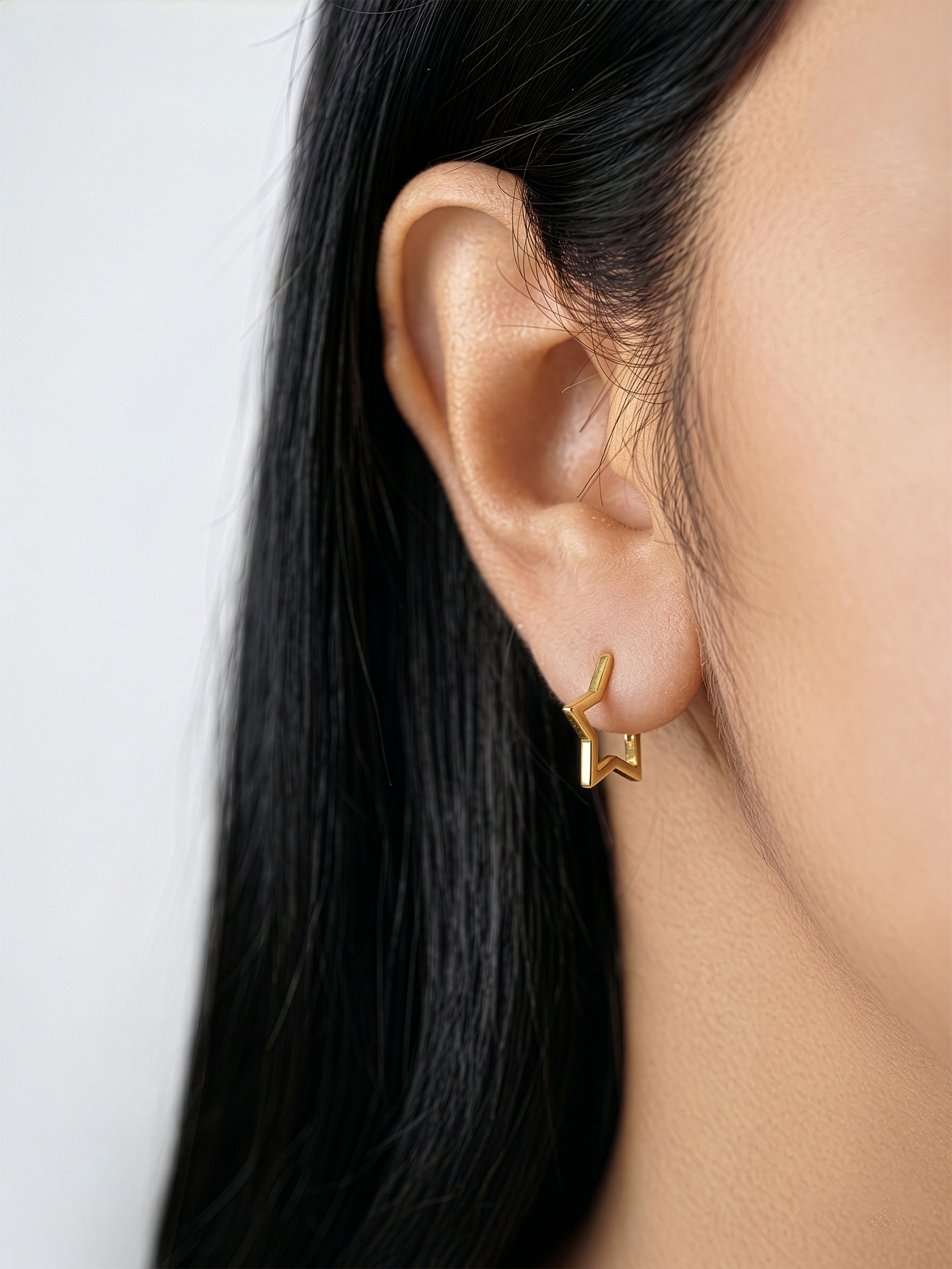 Tavina Star Charm 18K Gold Plated Women's Hoop Earrings