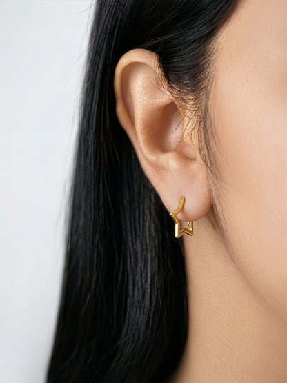 Tavina Star Charm 18K Gold Plated Women's Hoop Earrings