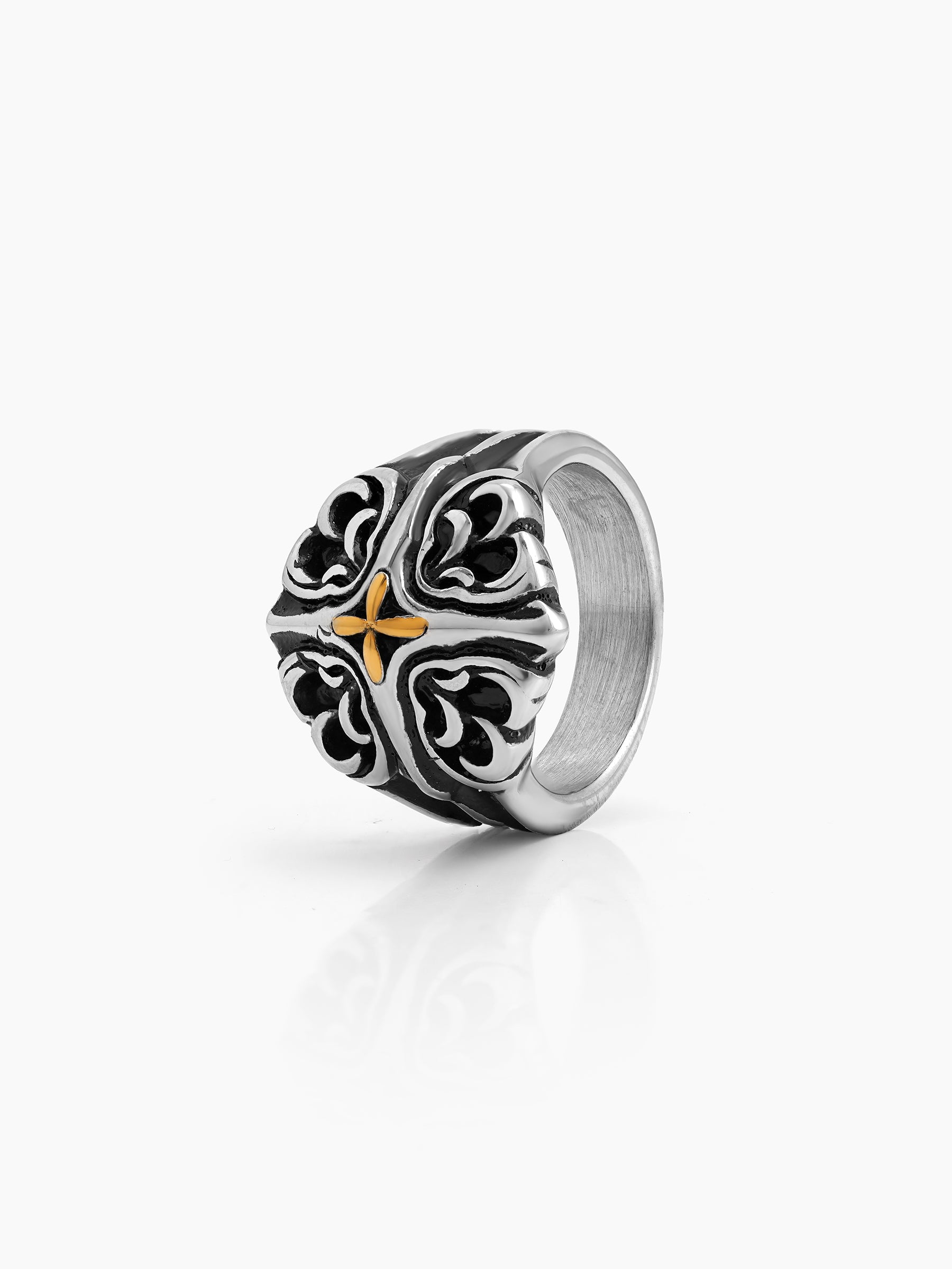 Tavren Vintage Silver - Black Men’s Ring - Swashaa