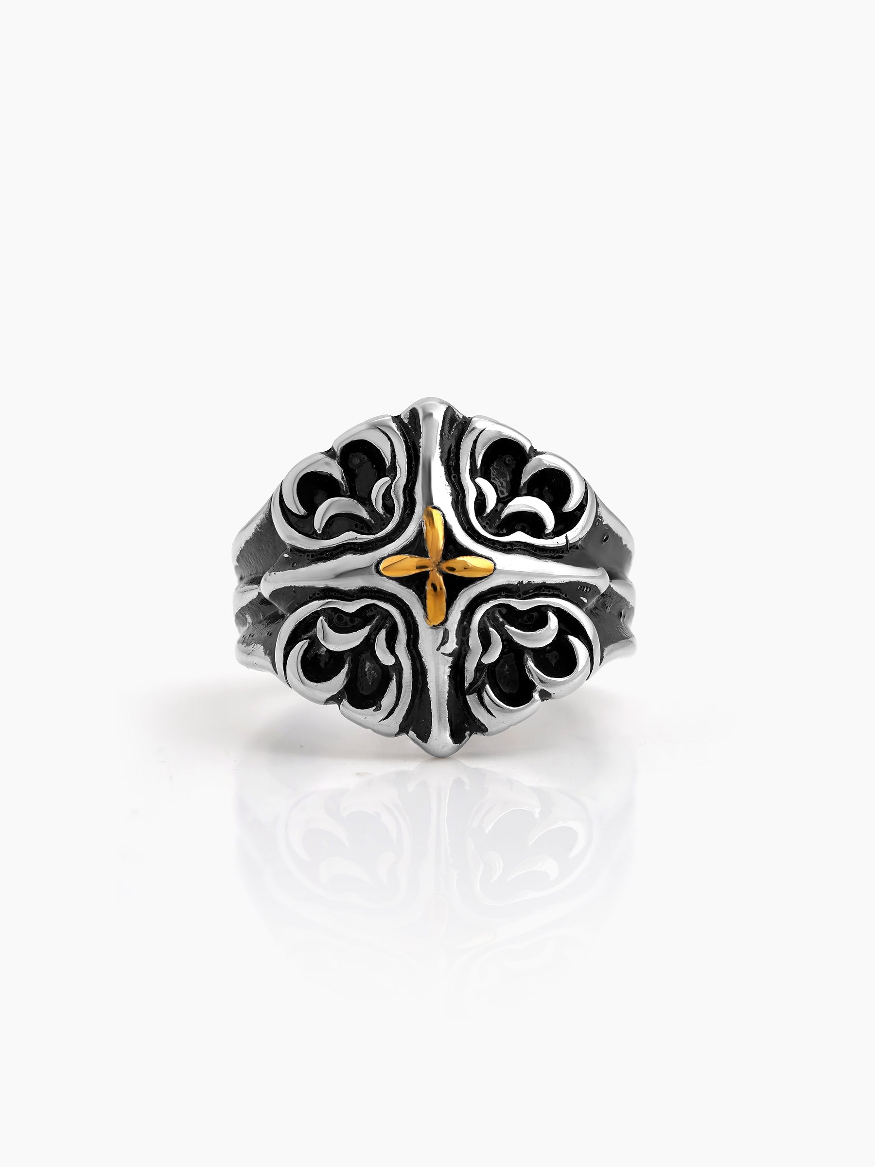 Tavren Vintage Silver - Black Men’s Ring - Swashaa