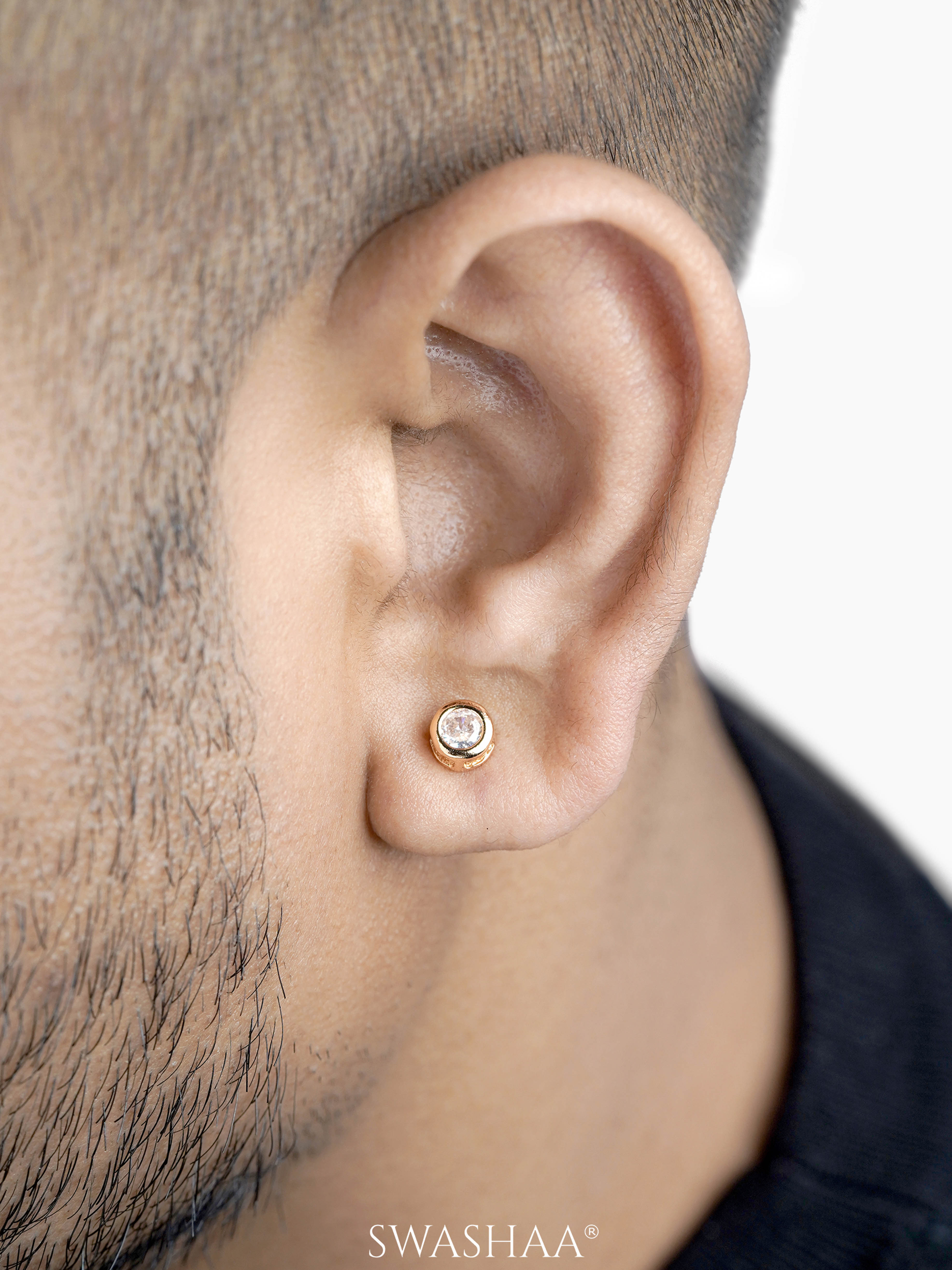 Taylor Diamond Rosegold Plated Men's Stud Earrings