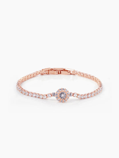 Teagan Shimmering Diamonds Rosegold Plated Loose Bracelet