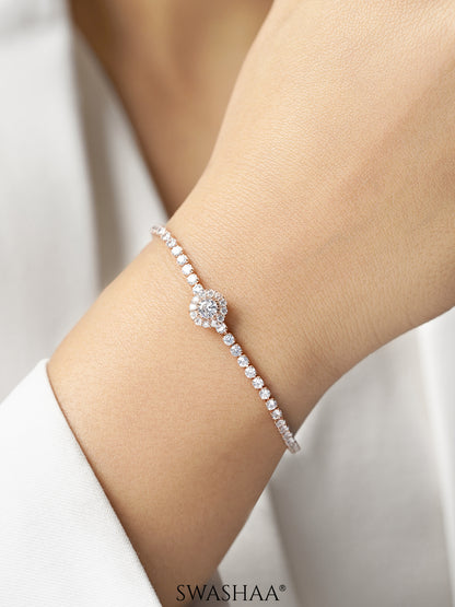 Teagan Shimmering Diamonds Rosegold Plated Loose Bracelet