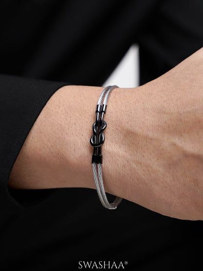 Teo Knot Black Silver Wired Men's Bracelet