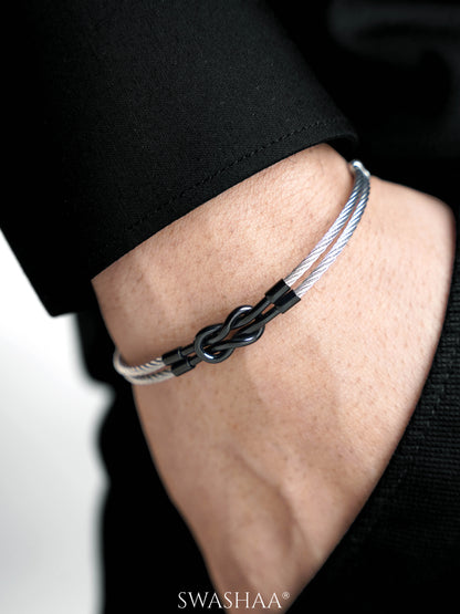 Teo Knot Black Silver Wired Men's Bracelet