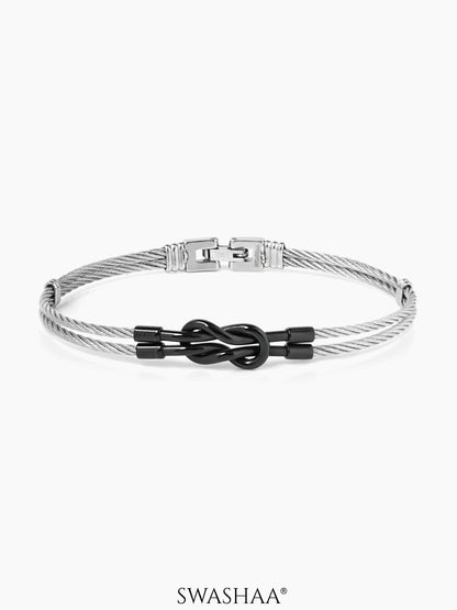 Teo Knot Black Silver Wired Men's Bracelet