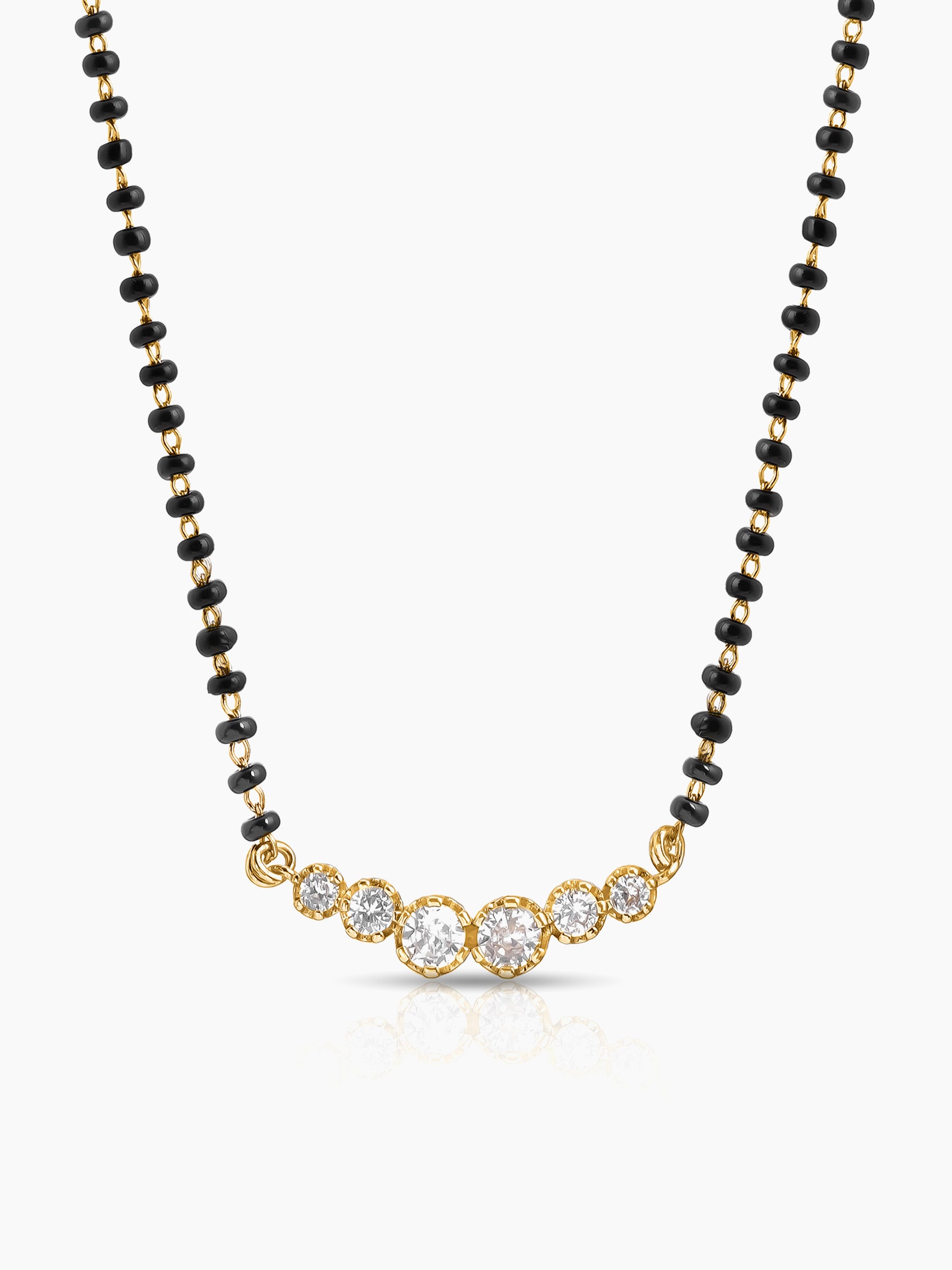 Tesha Round CZ Diamond Bar 18K Gold Plated Mangalsutra