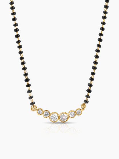 Tesha Round CZ Diamond Bar 18K Gold Plated Mangalsutra