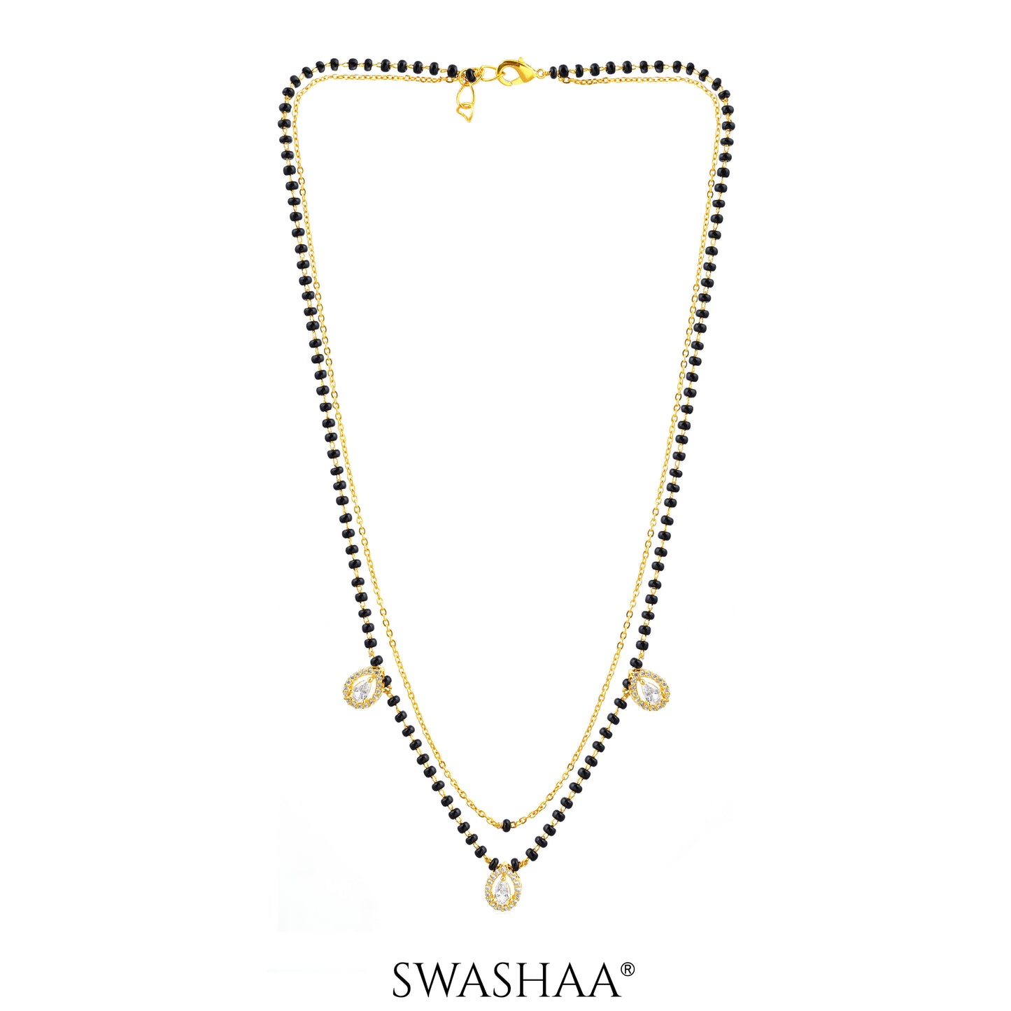 Tia Layered Teardrop Diamond 18K Gold Plated Mangalsutra