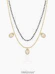 Tia Teardrop Diamonds Double Layered 18K Gold Plated Mangalsutra