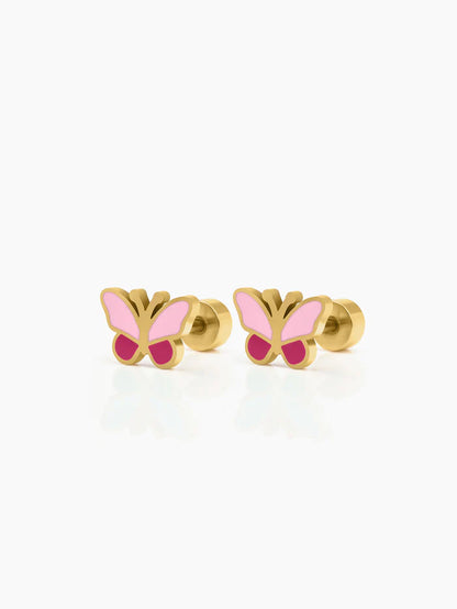 Tilly Butterfly Charm 18K Gold Plated Kid's Stud Earrings