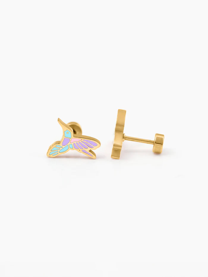 Tim Tum Bird Charm 18K Gold Plated Kid's Stud Earrings