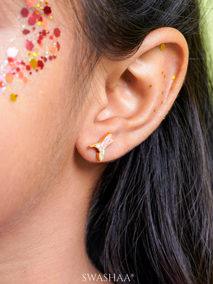 Tim Tum Bird Charm 18K Gold Plated Kid's Stud Earrings