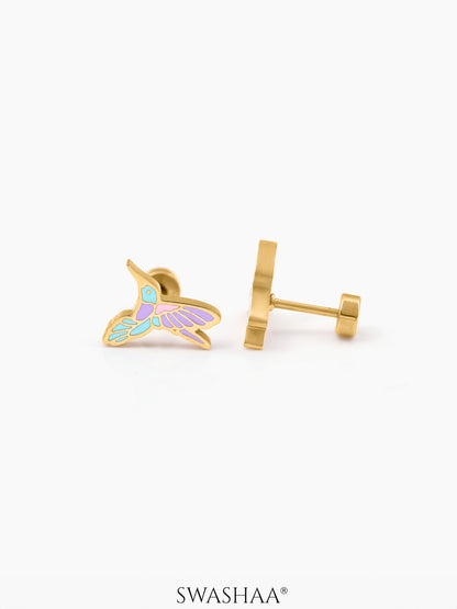 Tim Tum Bird Charm 18K Gold Plated Kid's Stud Earrings