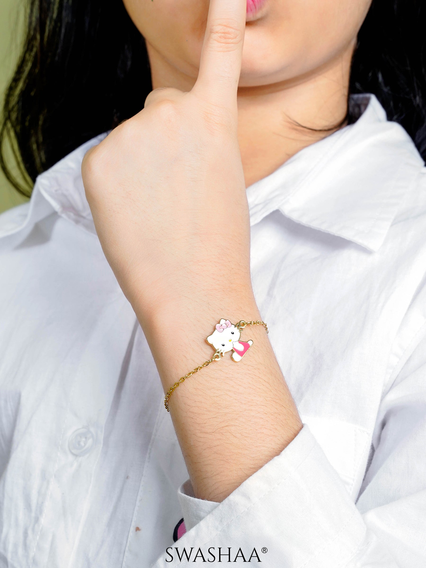 Tino Kitty Charm 18K Gold Plated Kid's Loose Bracelet