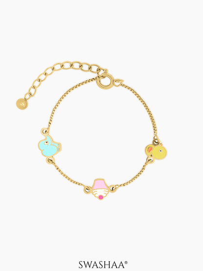 Tiny Cupcake Charm 18K Gold Plated Kid's Loose Bracelet