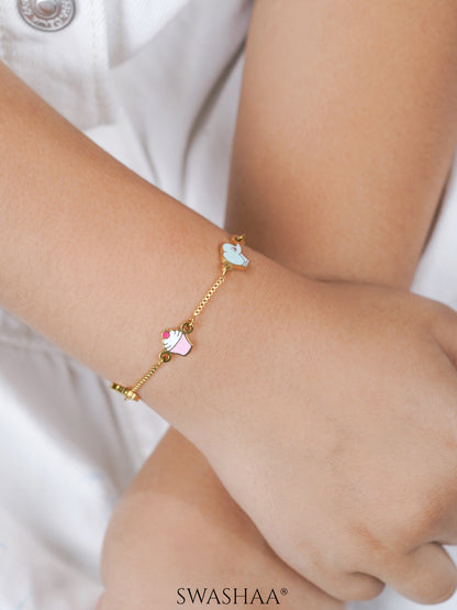 Tiny Cupcake Charm 18K Gold Plated Kid's Loose Bracelet