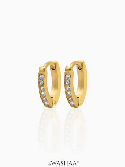 Tiny Diamond 18K Gold Plated Kid's Hoop Huggies Earrings