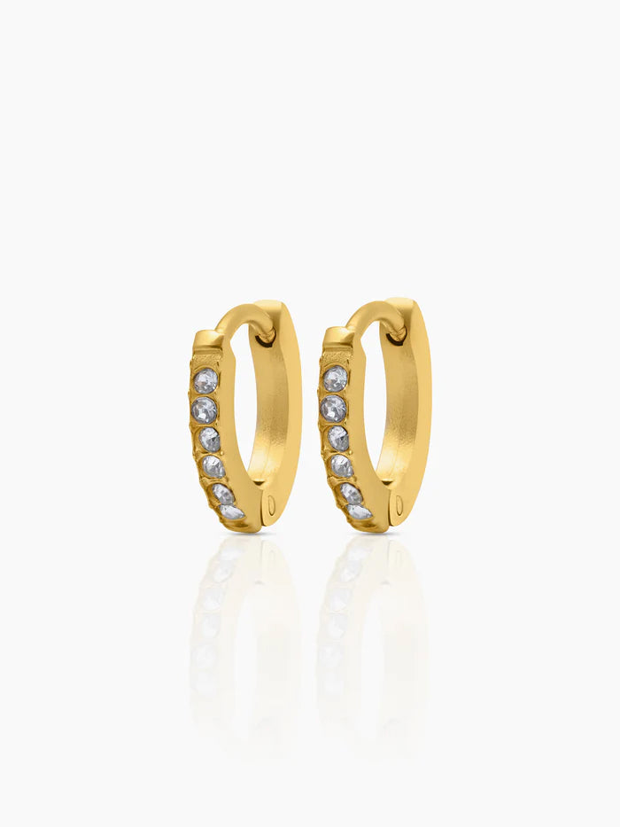 Tiny Diamond 18K Gold Plated Kid's Hoop Huggies Earrings