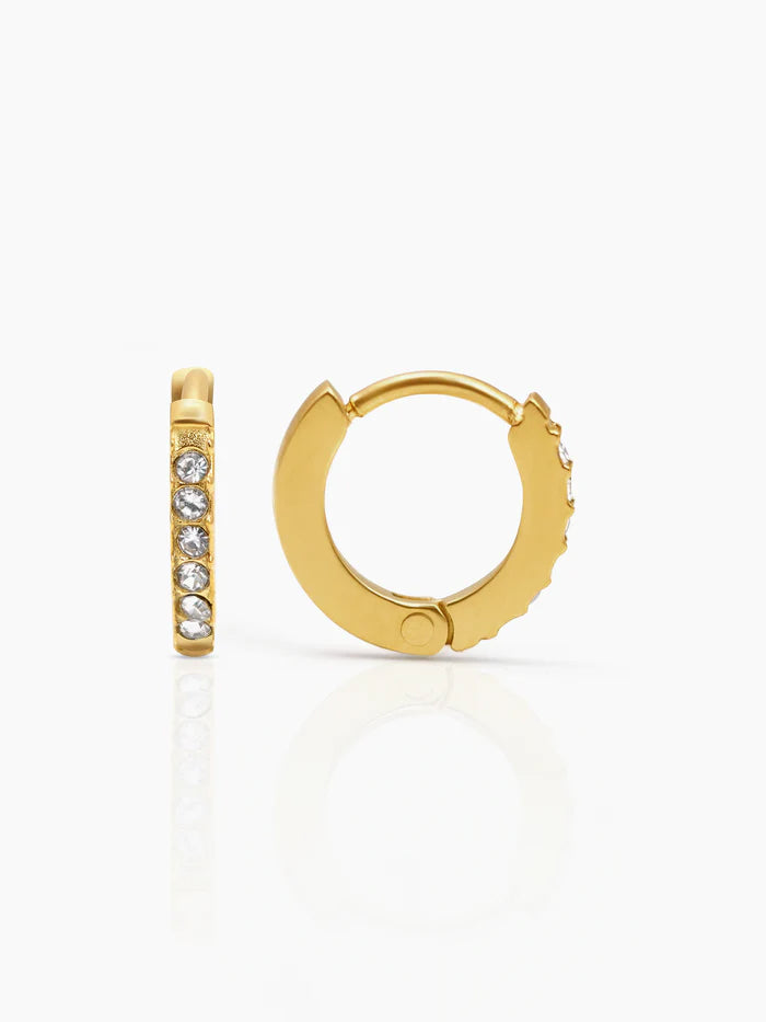 Tiny Diamond 18K Gold Plated Kid's Hoop Huggies Earrings
