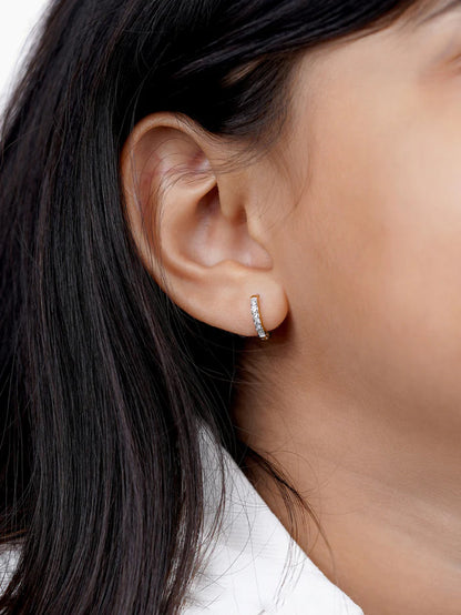 Tiny Diamond 18K Gold Plated Kid's Hoop Huggies Earrings