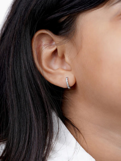 Tiny Diamond Silver Kid's Hoop Earrings - Swashaa