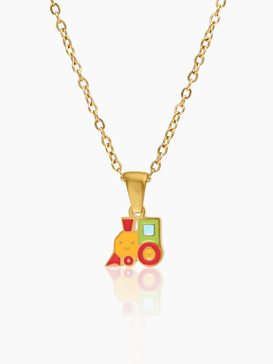 Tiny Train Charm 18K Gold Plated Kid's Chain Pendant Necklace