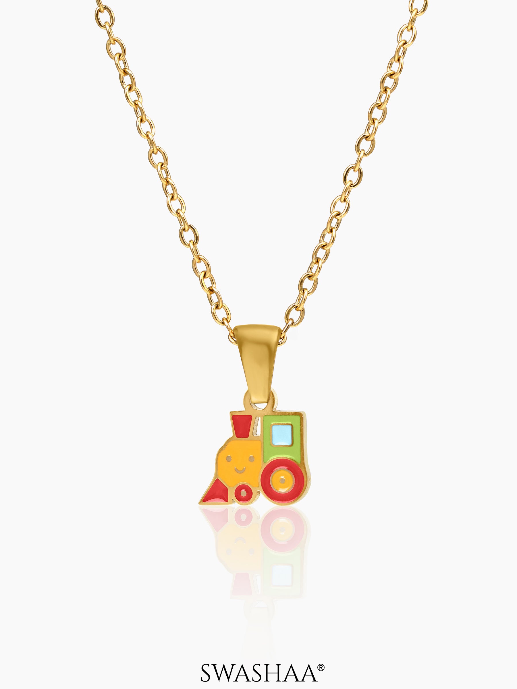 Tiny Train 18K Gold Plated Kid's Chain Pendant