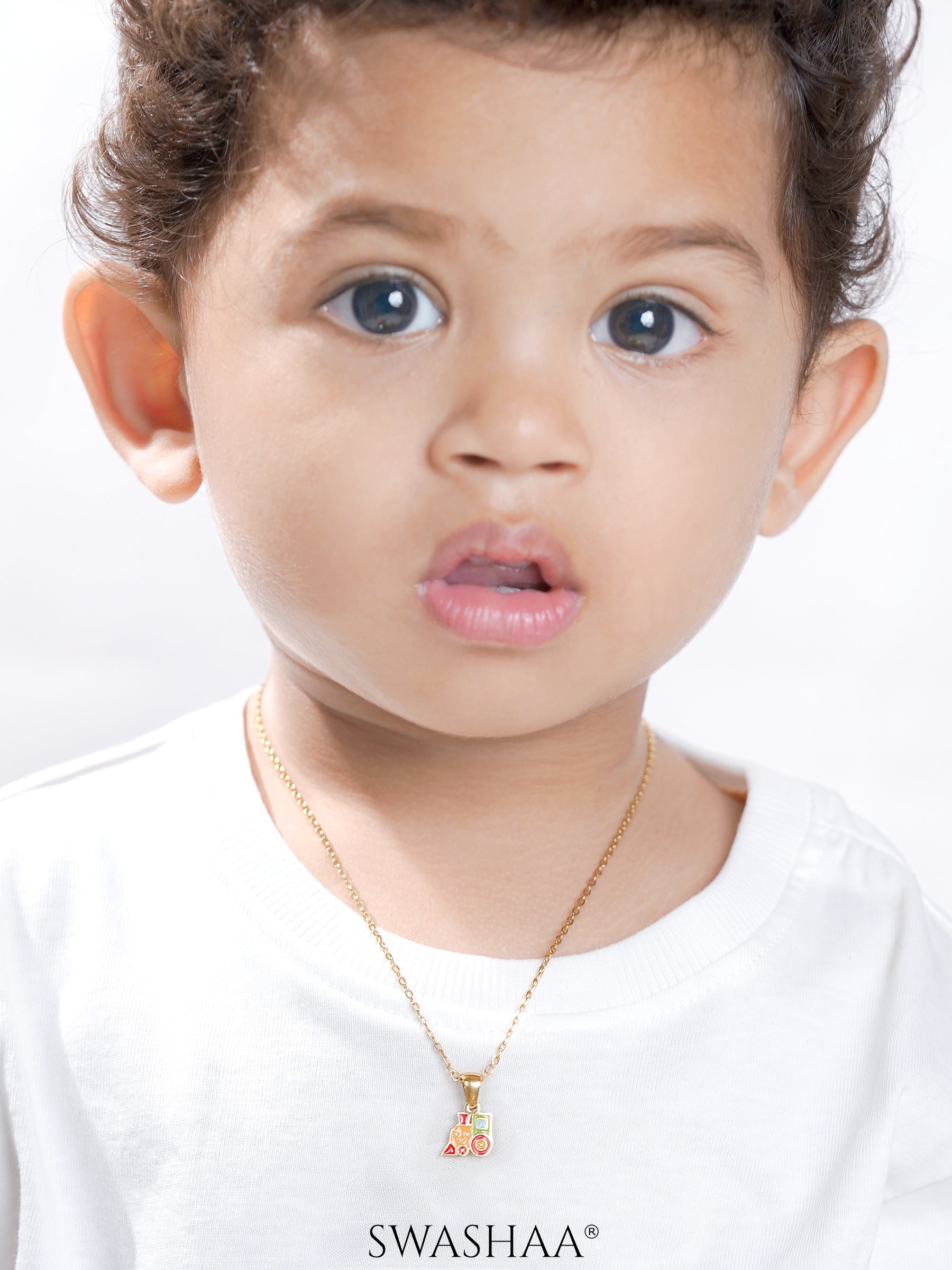Tiny Train 18K Gold Plated Kid's Chain Pendant