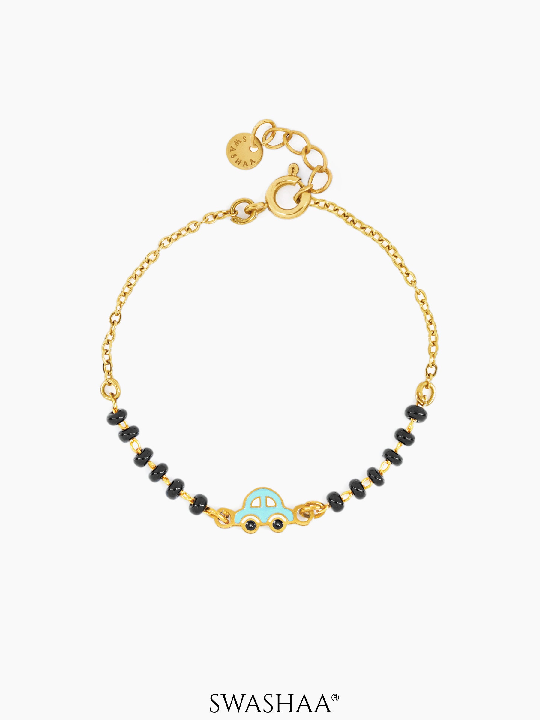 Tiny Wheels Car Charm 18K Gold Plated Kid's Nazariya Bracelet