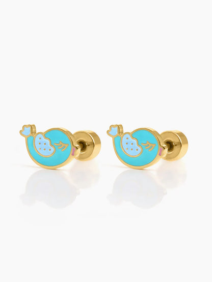 Tippy Bird Charm 18K Gold Plated Kid's Stud Earrings