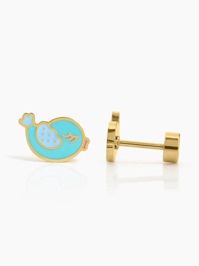 Tippy Bird Charm 18K Gold Plated Kid's Stud Earrings