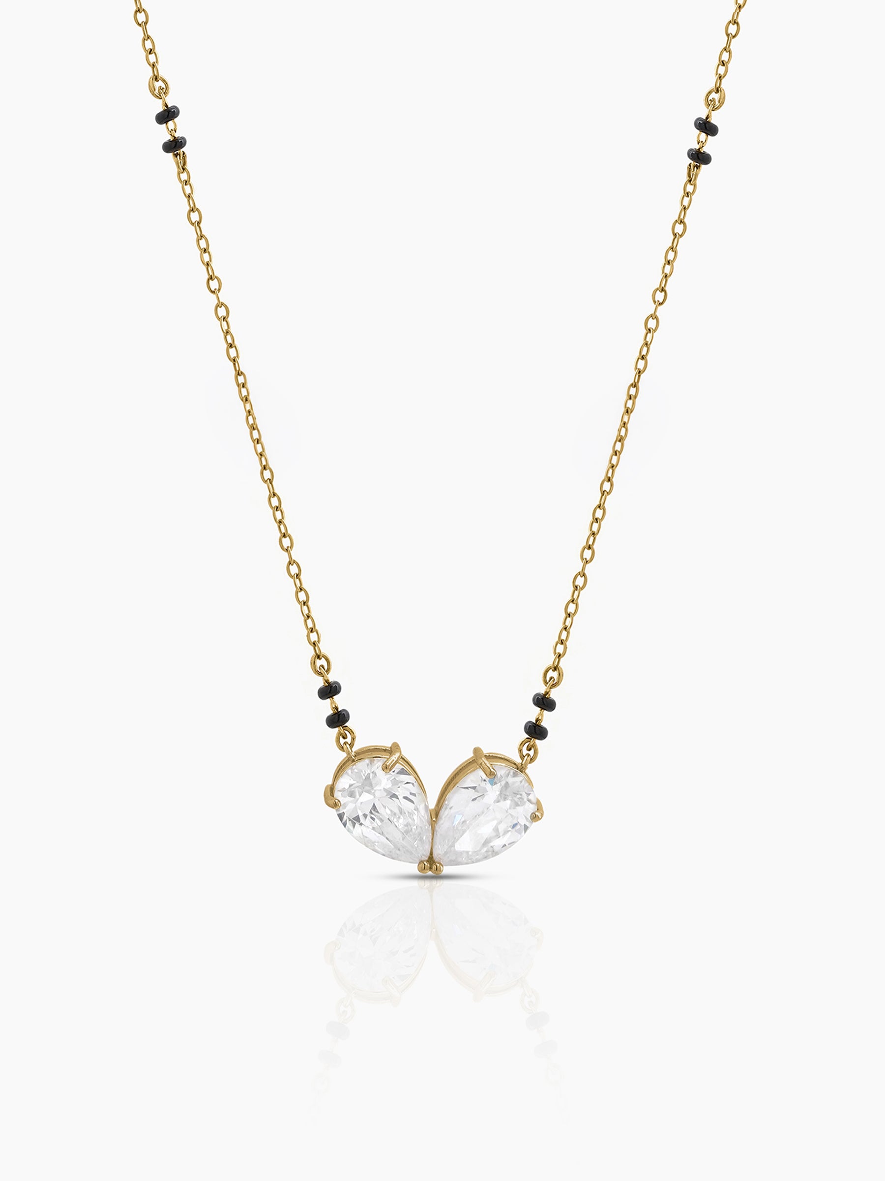 Tisha Solitaire Twin Pear Mangalsutra - Swashaa