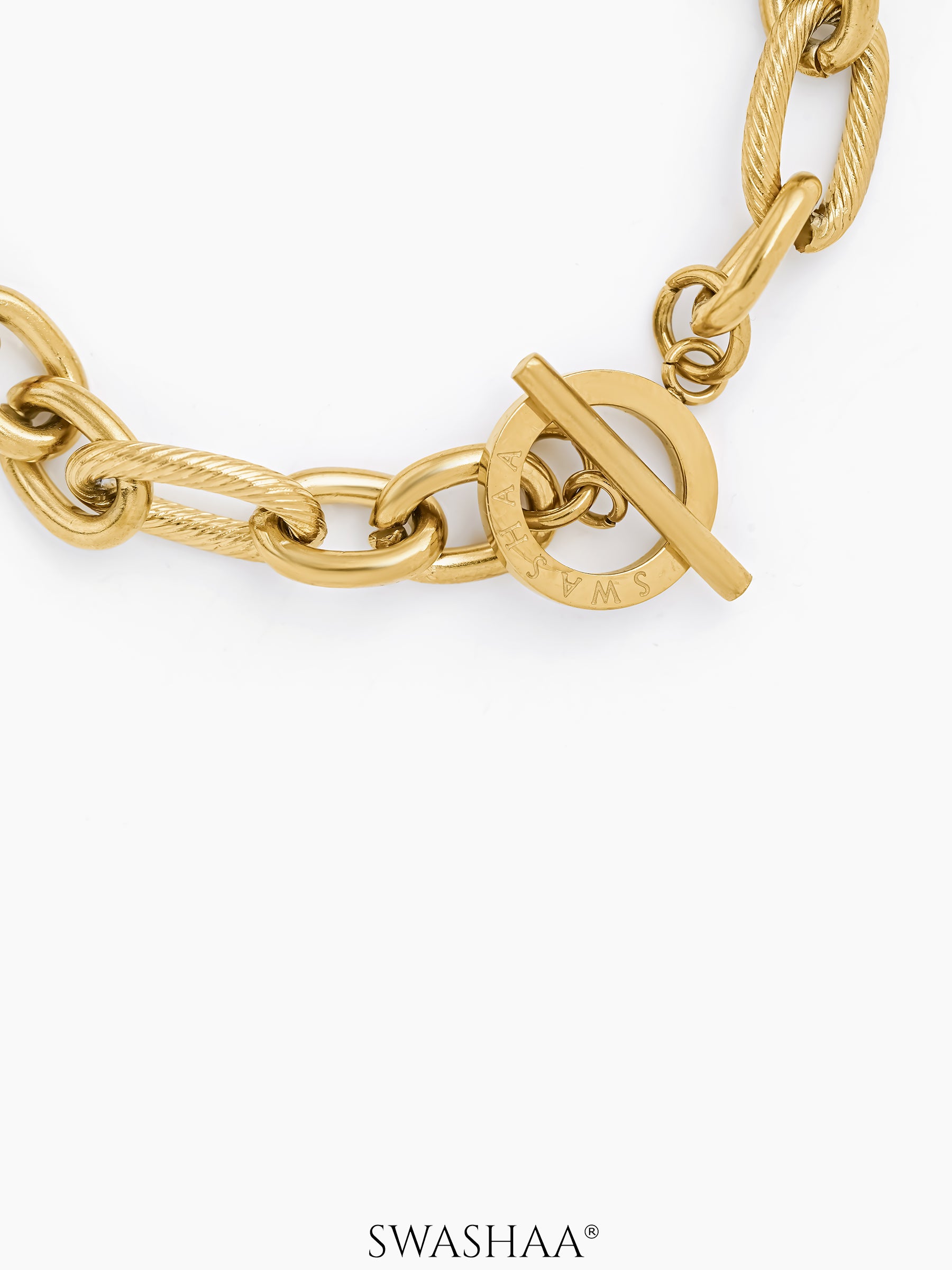 Toggle Chain Figaro 18K Gold Plated Men's Bracelet