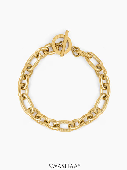 Toggle Chain Figaro 18K Gold Plated Men's Bracelet