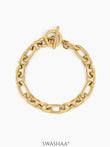 Toggle Chain Figaro 18K Gold Plated Men's Bracelet