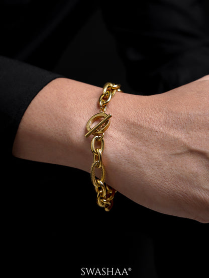Toggle Chain Figaro 18K Gold Plated Men's Bracelet