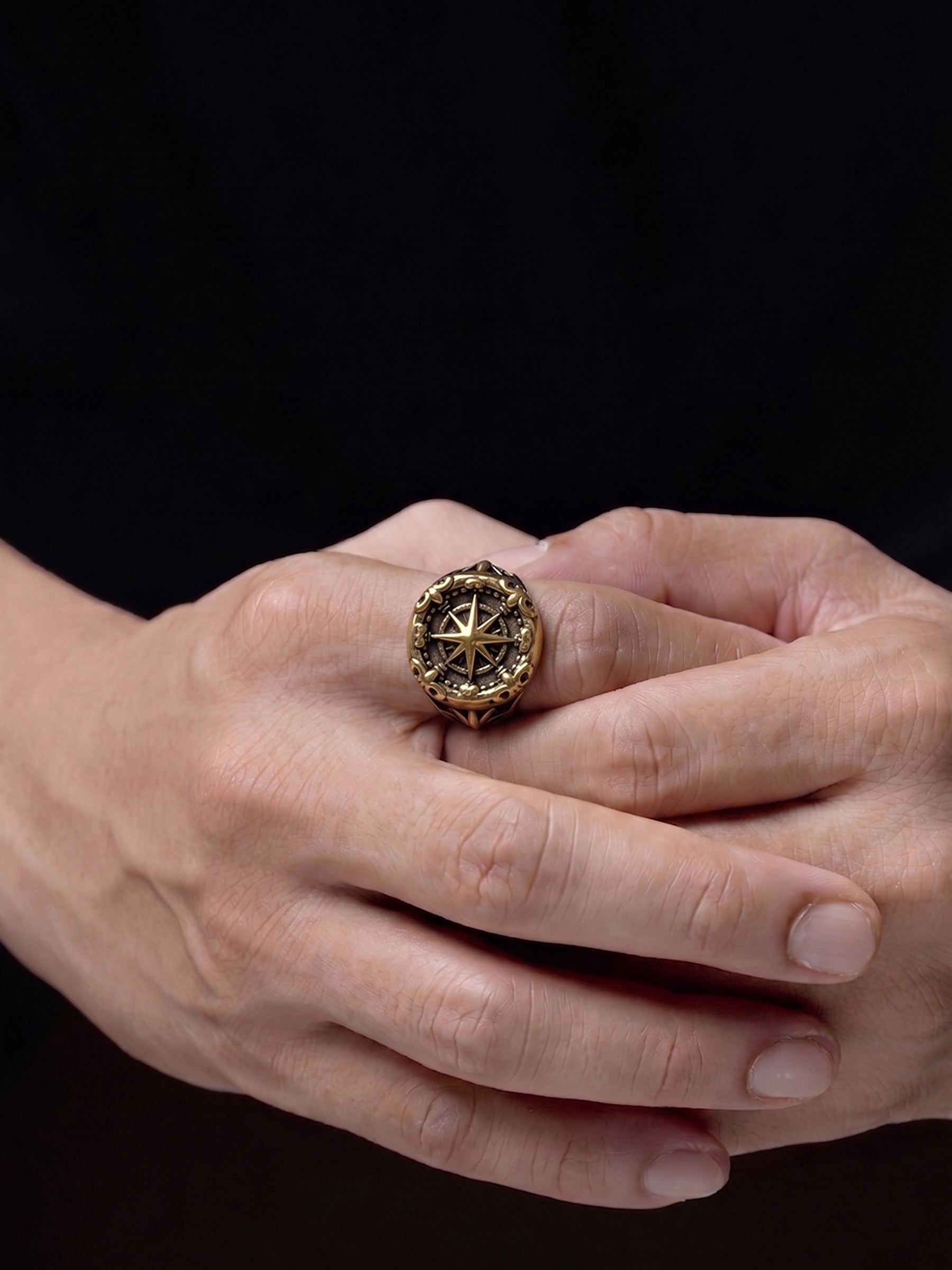 Toren Orbit 18K Gold Plated Signet Men's Ring - Swashaa