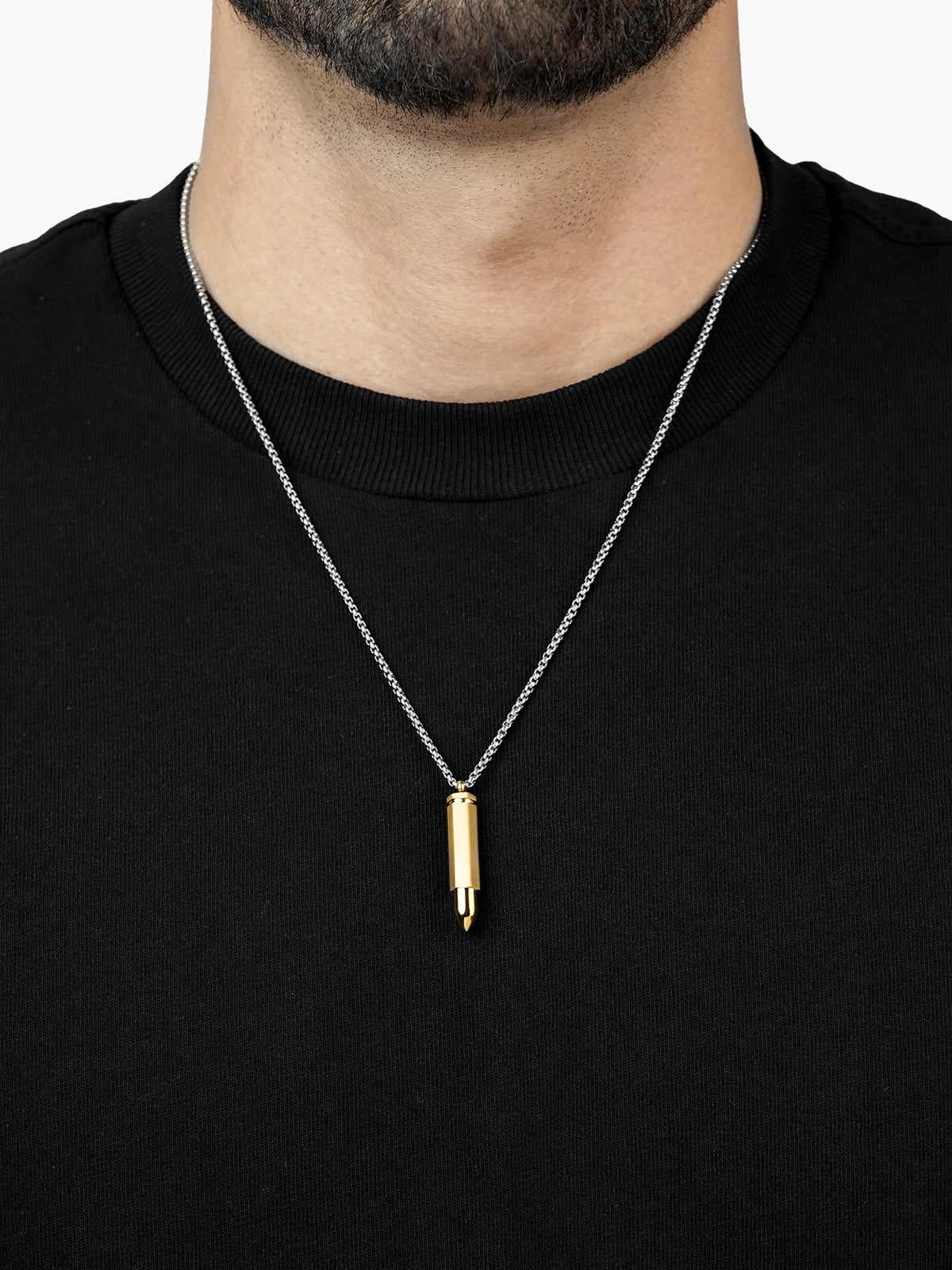 Tork Bullet 18K Gold-Silver Men's Chain Pendant