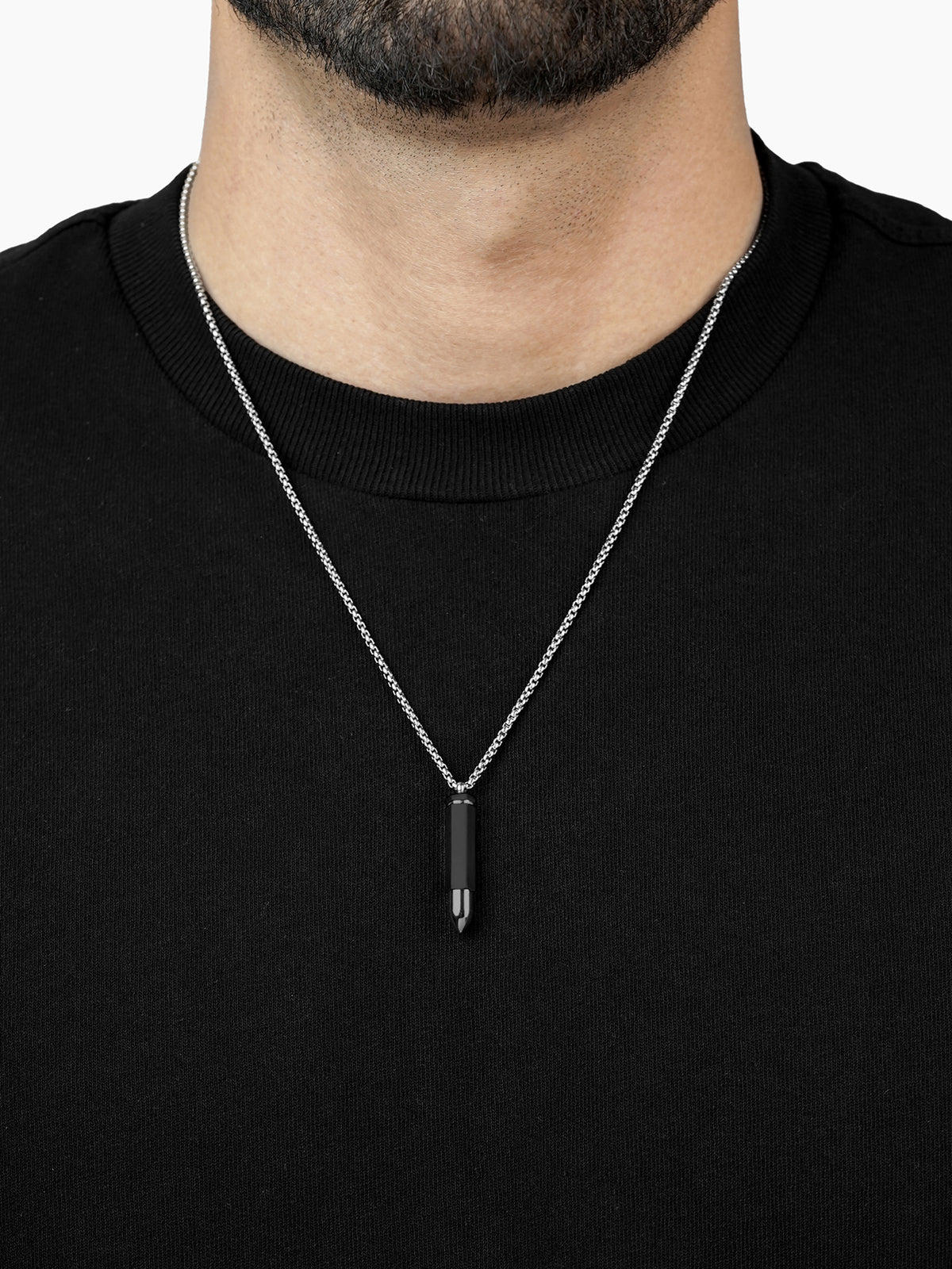 Tork Bullet Black-Silver Men's Chain Pendant