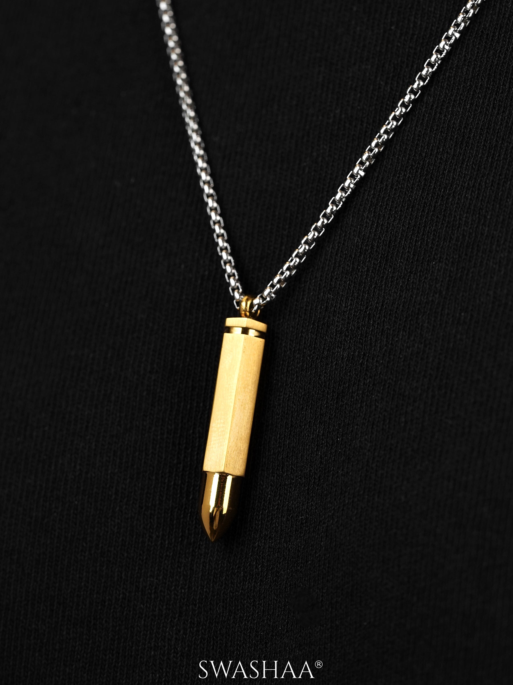 Tork Bullet 18K Gold-Silver Men's Chain Pendant
