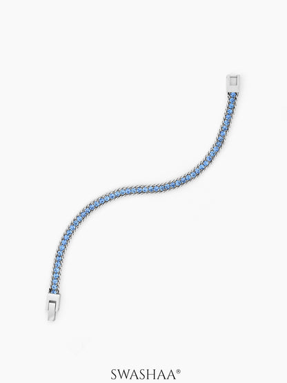 Torvian Blue Diamond Silver Men's Loose Bracelet