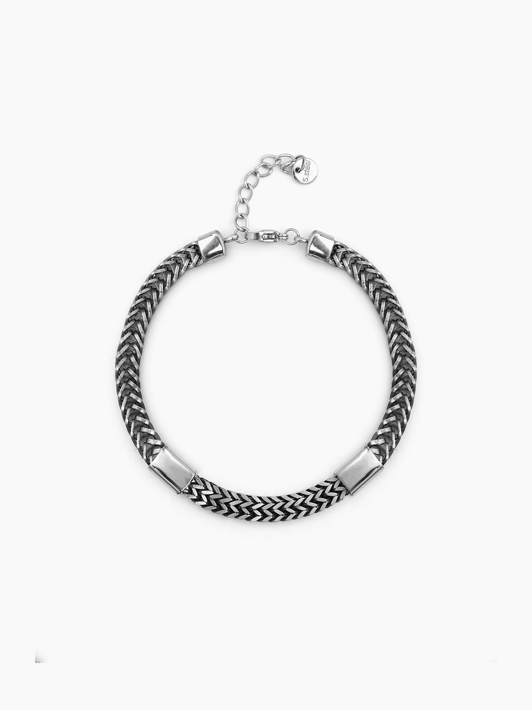 Torvik Chevron Black-Silver Men’s Chain Bracelet - Swashaa