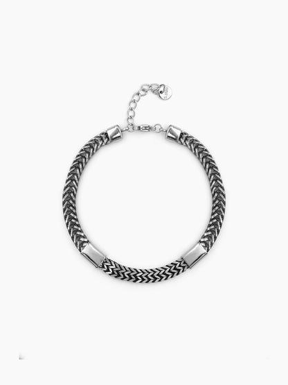 Torvik Chevron Black-Silver Men’s Chain Bracelet - Swashaa