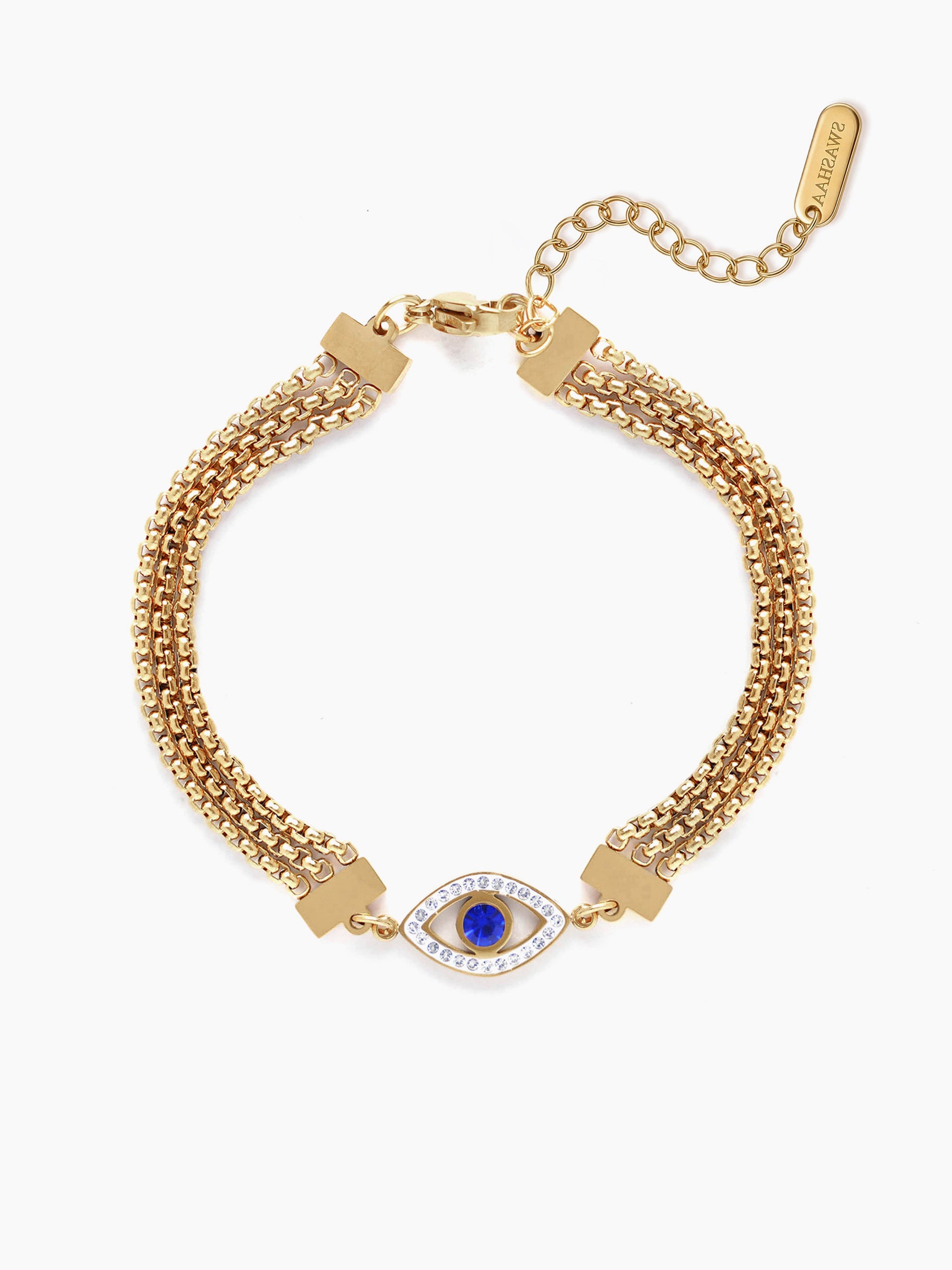 Trinity Blue Evil Eye Charm 18K Gold Plated Layered Rakhi